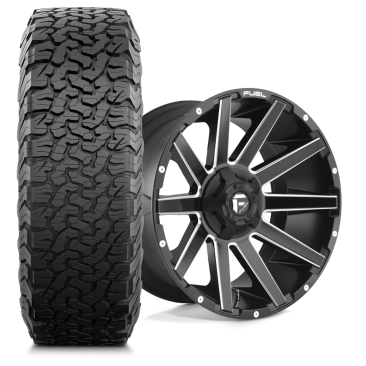 Fuel D616 CONTRA + BFGoodrich All-Terrain T/A KO2 Black Milled Wheels for Sale | WheelHero